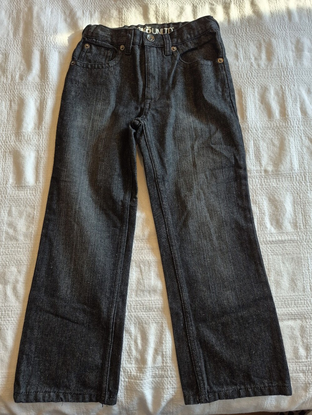 ECKO UNLTD boys size 5 black denim jeans adjustable waist VGUC